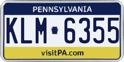 PA license plate KLM6355