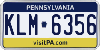 PA license plate KLM6356