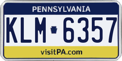 PA license plate KLM6357