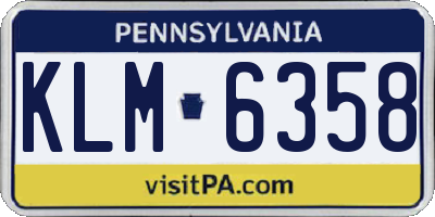 PA license plate KLM6358