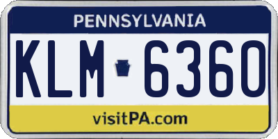 PA license plate KLM6360