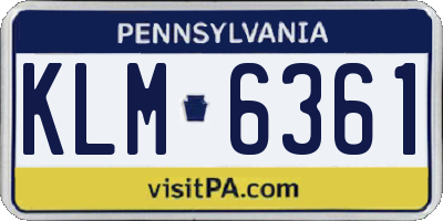 PA license plate KLM6361