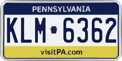 PA license plate KLM6362