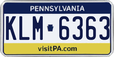 PA license plate KLM6363