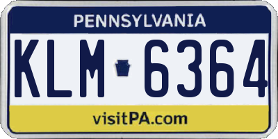 PA license plate KLM6364