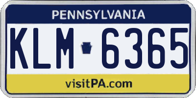 PA license plate KLM6365