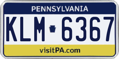 PA license plate KLM6367
