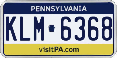 PA license plate KLM6368