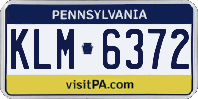 PA license plate KLM6372