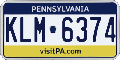 PA license plate KLM6374