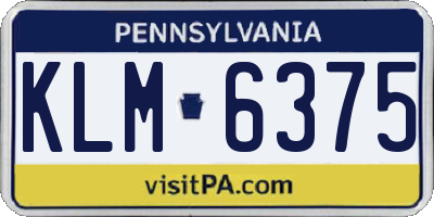 PA license plate KLM6375