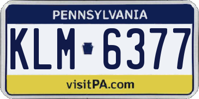 PA license plate KLM6377