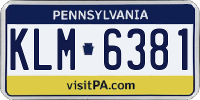 PA license plate KLM6381