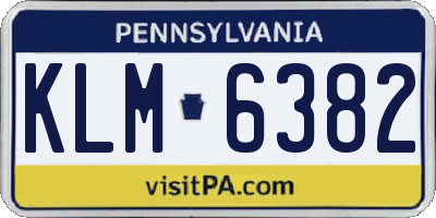 PA license plate KLM6382