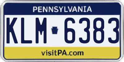 PA license plate KLM6383