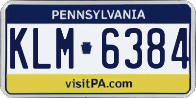 PA license plate KLM6384