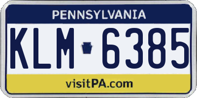 PA license plate KLM6385