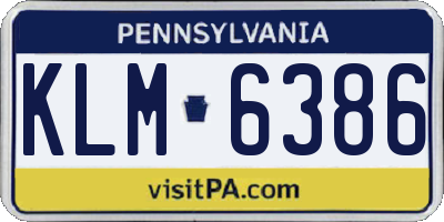 PA license plate KLM6386