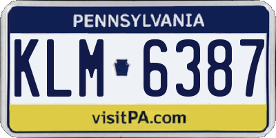 PA license plate KLM6387