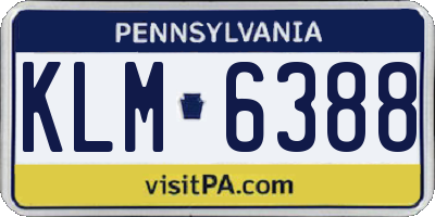 PA license plate KLM6388