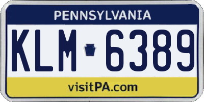 PA license plate KLM6389