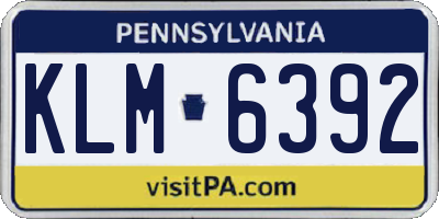 PA license plate KLM6392