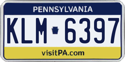 PA license plate KLM6397