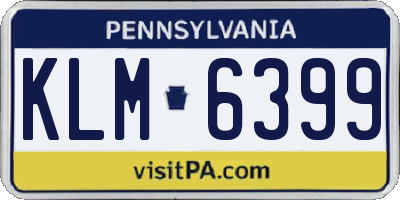 PA license plate KLM6399