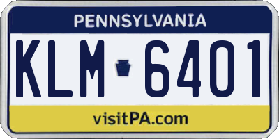 PA license plate KLM6401