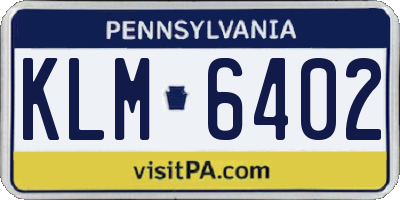 PA license plate KLM6402