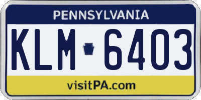 PA license plate KLM6403