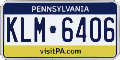PA license plate KLM6406
