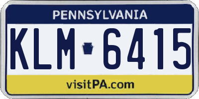 PA license plate KLM6415