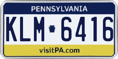 PA license plate KLM6416