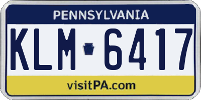 PA license plate KLM6417