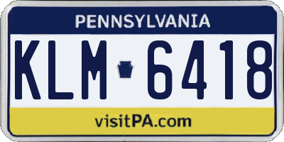 PA license plate KLM6418