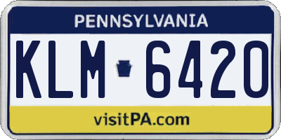 PA license plate KLM6420