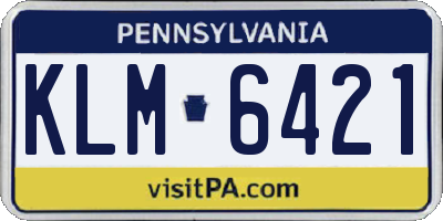 PA license plate KLM6421