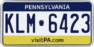 PA license plate KLM6423