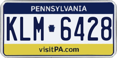 PA license plate KLM6428