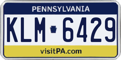PA license plate KLM6429