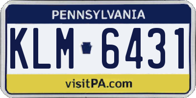 PA license plate KLM6431