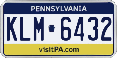 PA license plate KLM6432