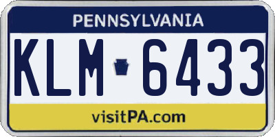 PA license plate KLM6433