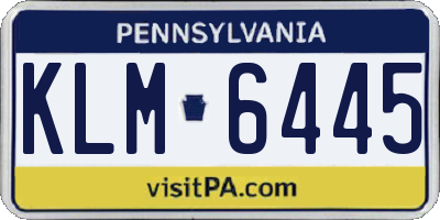PA license plate KLM6445