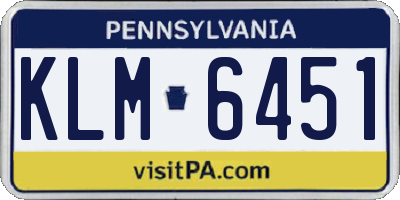 PA license plate KLM6451