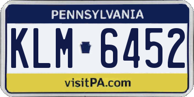 PA license plate KLM6452