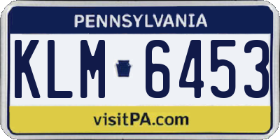 PA license plate KLM6453