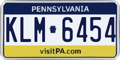 PA license plate KLM6454