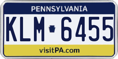 PA license plate KLM6455